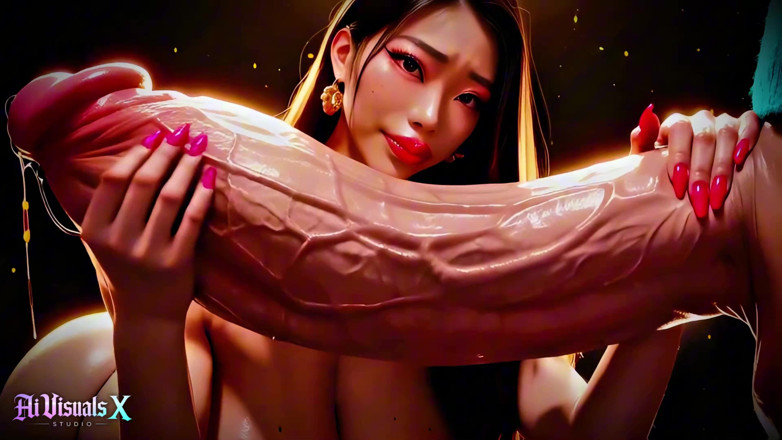 AI Visuals X: Asian - Thick Koreans - Titfuck &amp; Blowjob Interracial Fucking - Animated Porn