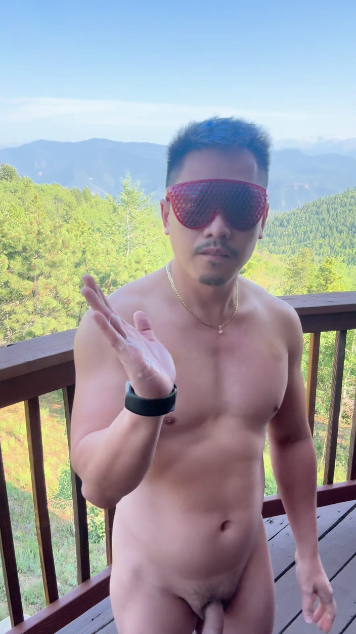 Barenakedmuscles: Mountain Top Tease: Muscular Asian Hunk's Solo Show