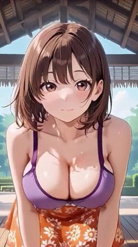 Hentai-schönheit mit dicken titten hüpft leidenschaftlich auf der tropischen Veranda - tropfnass!