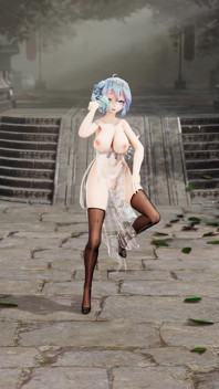[mmd]miku-Když je průhledný cheongsam černý hedvábný vzor sukuby, velká prsa se třesou a kundička jsou odhalena