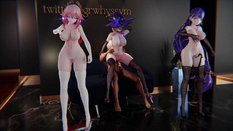 MikuMotion: [mmd] 雷电将军八重神子丽莎chocolate Cream三人舞啪高潮