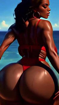 4K 100% Ai Generate 3D soft looping pmv: twerka delicatamente dalla spiaggia tropicale in bikini sexy