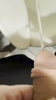 White Guy Pees in Public Toilet