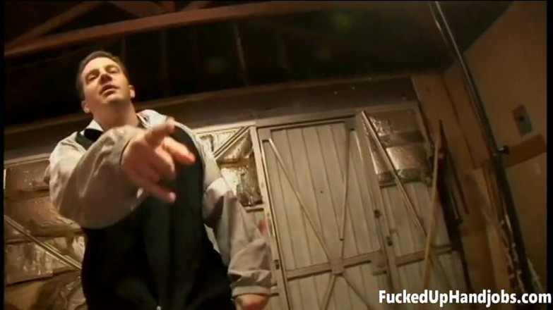 Fucked Up GFs: Hot Courtney James jerks off shy dude while he works...