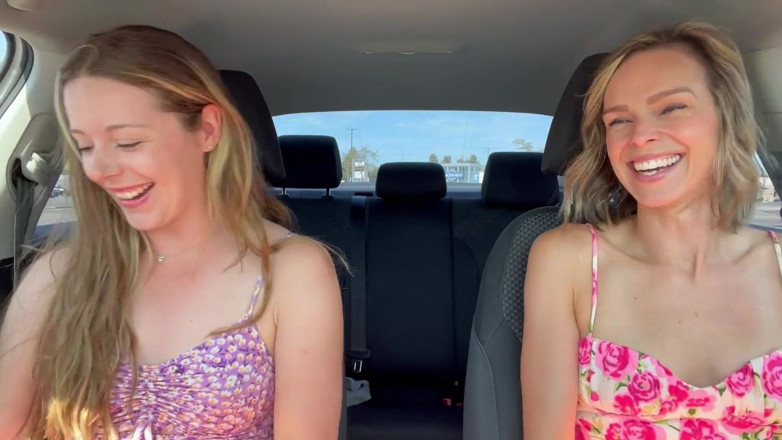 Serenity Cox: Nadia Foxx &amp; Serenity Cox Cumming Hard in Drive Thru s...