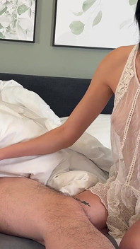 Hot Slim Tight Pussy Brunette Babe Loves Cream and Oily Hard Cocks to Drain the Balls and Take the Cum on Her Hands