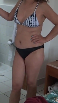 On the Beach While I Put on a Bikini, My Friend's Stepson Jerks off