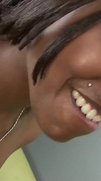 Megan Pryce an ebony slut with small natural tits and brunette hair gets fucked by a big black cock