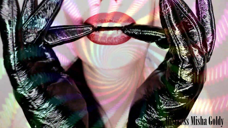 Goddess Misha Goldy: My shiny gloves own you! Strong mind fuck &amp; JOI