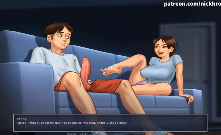 Cartoon Universal: Summertime saga भाग 99 - रात में पैरों से चुदाई सौतेली बहन (स्पेनिश सब)