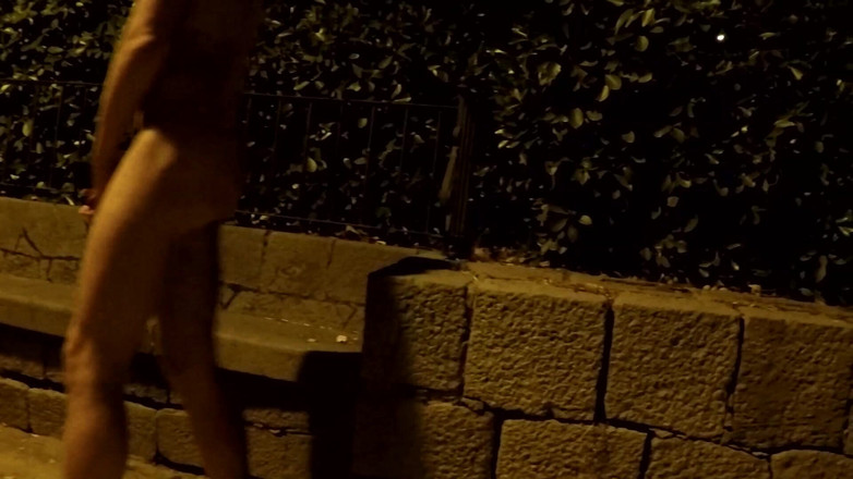 outdoor-fun: Crusing ve veřejném parku v noci - nahá