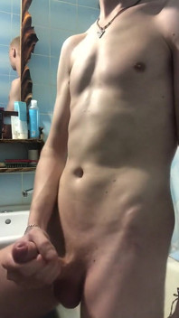 Hot Skinny Twink Jerks off in the Bathroom and Cums a Lot