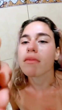 Drinking Pee Yellow and Cum Swallow - Bathroom