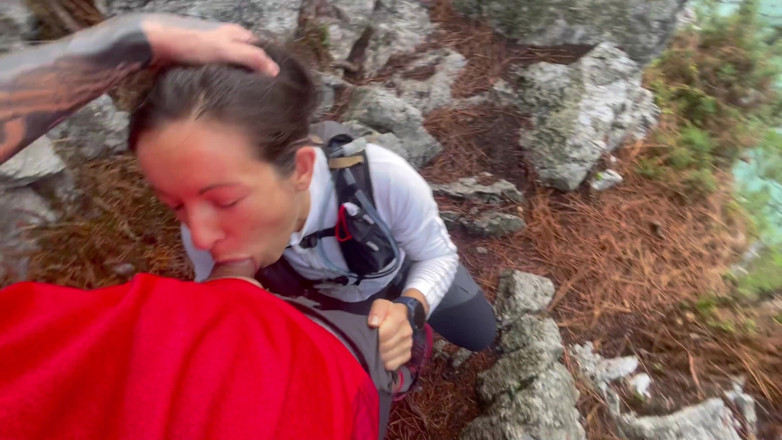 Dazzlingfacegirl: Suck stranger cock in forest and swallowed her cum