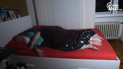 Czech Soles - foot fetish content: Stepmother and stepdaughter cuddly bare feet in bed