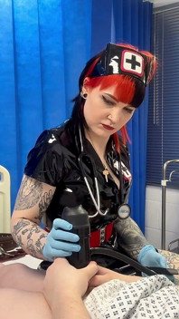 Nurse Ruby's Monthly Milking: Chastity Patient Drained, & Locked in Inverted Cage