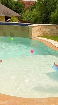 Blonde Poolside Gangbang with Multiple Cocks