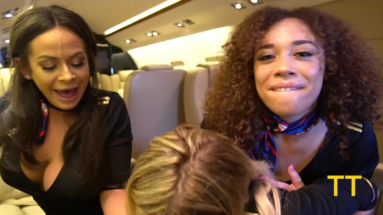 Teddy Tarantino: Triple BJ by Horny Pj Flight Attendants Kiki, Willow &amp; Emma