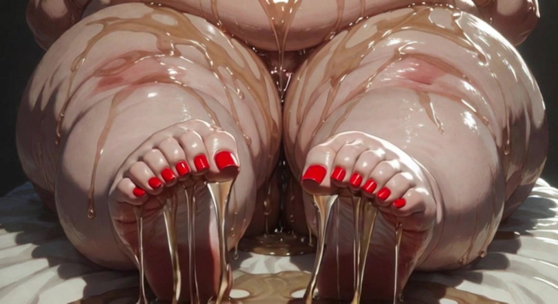YOUR BEST FANTASY: Obese SSBBW Massaging Her Huge Oiled Feet - Close up Big...