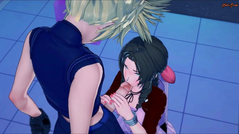 Hentai Smash: Aerith jezdí na Cloudově péru v koupelně a pak dostane...