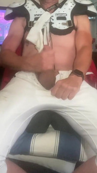 Jockdad87 Nuts in His Football Pads & Pants