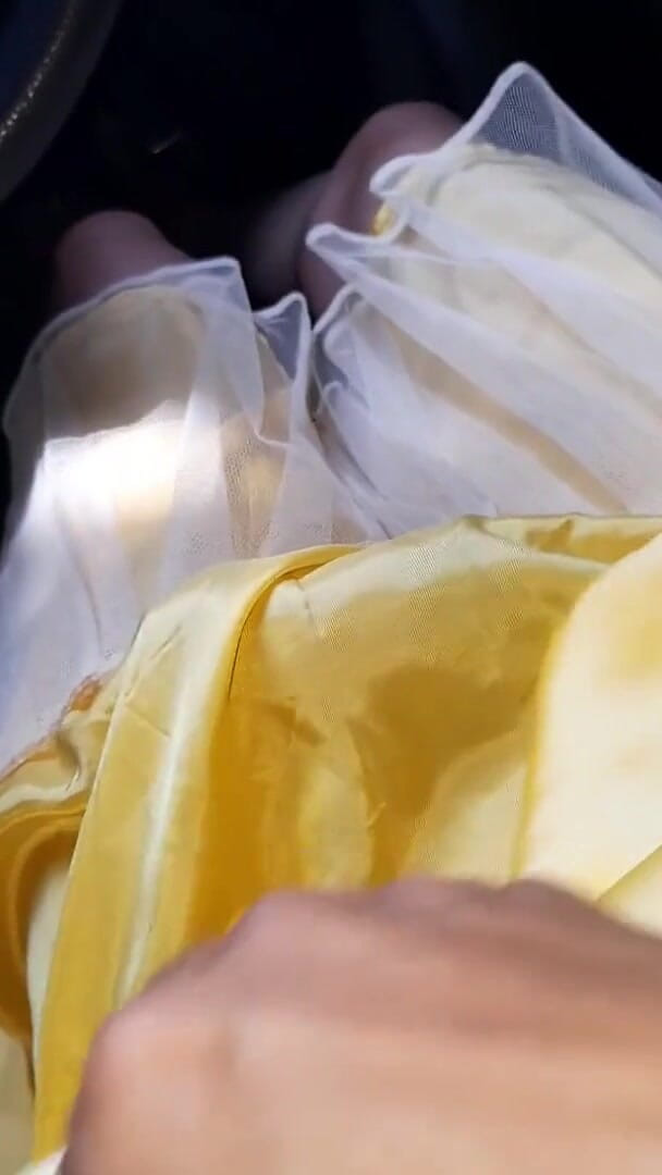 Satin Silk Gold Dress Masturbation Cum (Naomisinka)