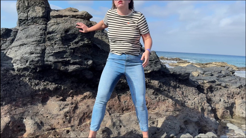 Emma Voyeur: Another Beach Accident - Wet Jeans by the Shoreline
