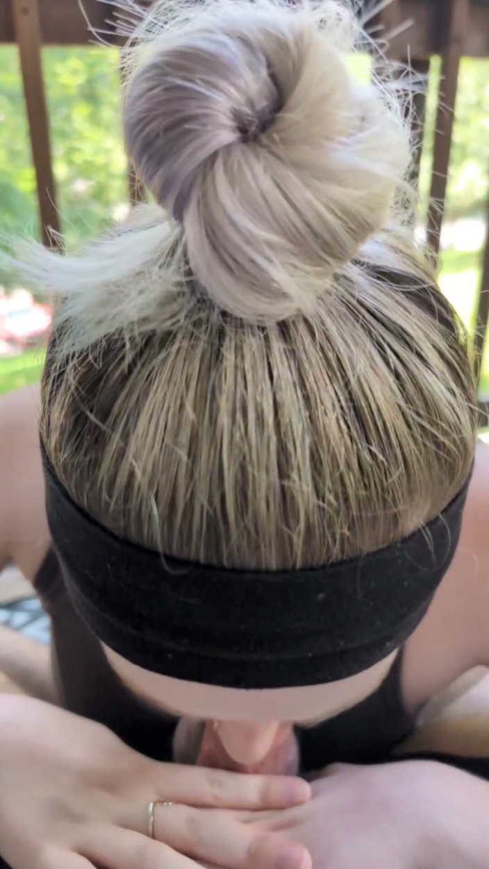 Snight69: Blonde Beauty Giving a Wet Blowjob on the Patio