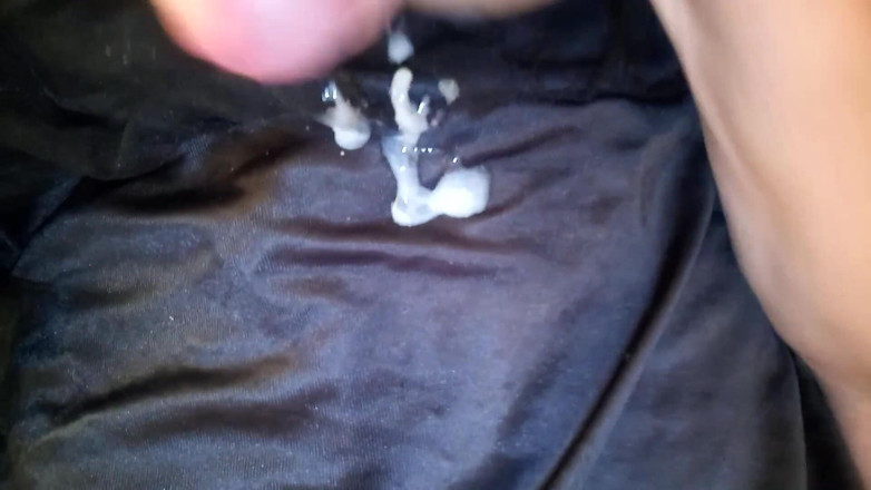 Leatransteen: Leatransteen cum on black satin skirt