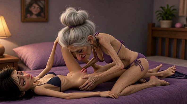 YOUR BEST FANTASY: หญิงชราผอมมากเลียช่องคลอดของหญิงสาวผอม