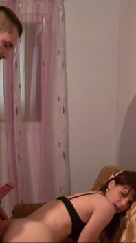 Redneck with Big Cock Shoots His Load Over a Skinny Ass Redhead Slut
