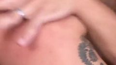 Caroline first fucks with anal toys and then double penetrated in an interracial gang bang