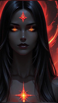 Shadow Assassin Warrior Wanita Dengan Rambut Hitam Jet dan Amber Eyes Pertunjukan Fantasi Gelap Portrait Ai Slaid