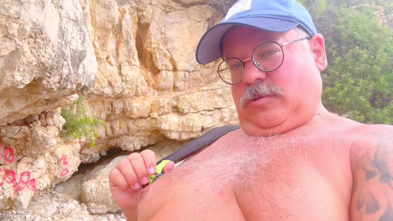 Hand-Free-Daddy-Chub: Capitão Homem Da Caverna Tem Orgasmo Com as Mãos Livres...