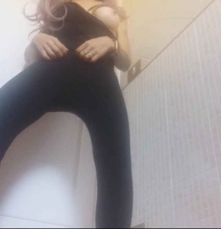 savannahamatoriale: Horny Stepmom Closes in the Bathroom to Masturbate Before Going...
