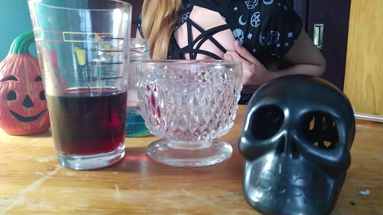 Crystal Phoenix: Slutty witch cum twice and beg for cock