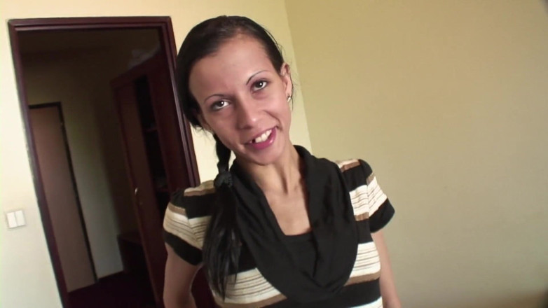 Erotic Pleasure: Skinny brunette chick gets fucked on the bed