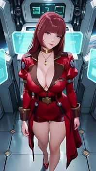 Red-haired Commander! Private Moments in the Sci-fi Ship Cockpit
