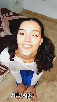 Sexy Latina Girl on Her Knees Asking You to Fill Her Mouth with Milk