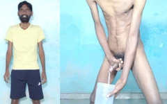 Rajesh Playboy 993 se masturbe une grosse bite et jouit dans le jarre en caressant le cul en caressant une bite, branlette
