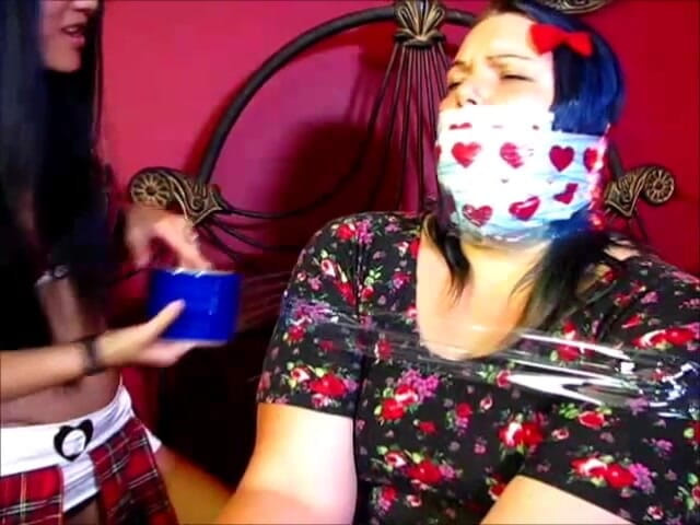 Selfgags classic: Spoiled Slut Wraps up Her Babysitter!
