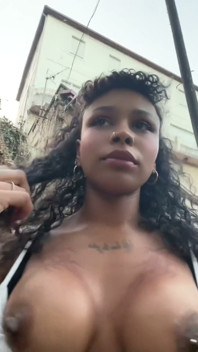 Young Slut Latina Flashing Tits Outside