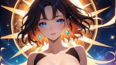 LustRender: Cosmic Serenity: piękna młoda kobieta z Gwiezdnym pyłem na jej...