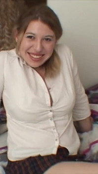 Blonde Naked Teen Kneels Down for a Handjob, Blowjob Session with Big Dick
