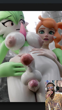 Transgender Big Breast Fuckemon Cums Hard While Getting Thigh Fucked