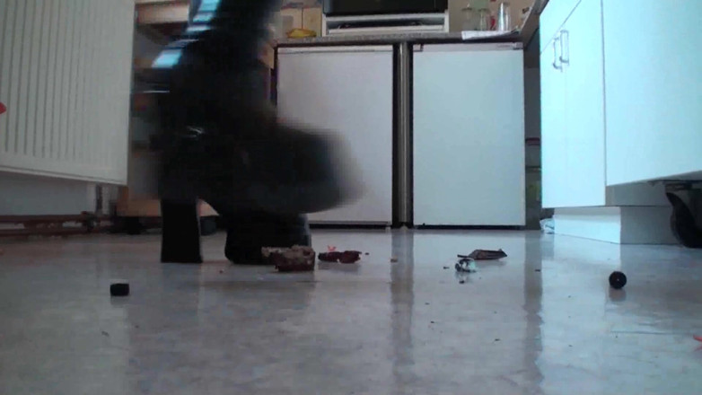 Foot Girls: Crushing small toy trucks