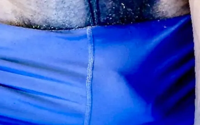 MrMagicDevil: My Massive Bulge in My Tight Blue Spandex Shorts with...