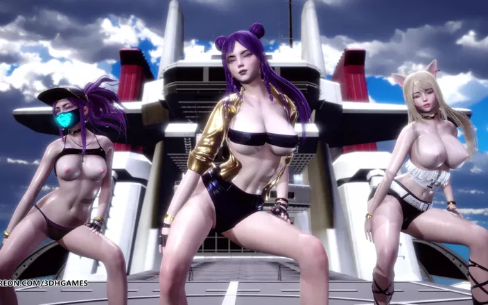 3D-Hentai Games: Helicopter sexy striptease Ahri Akali Kaisa Seraphine league of legends...