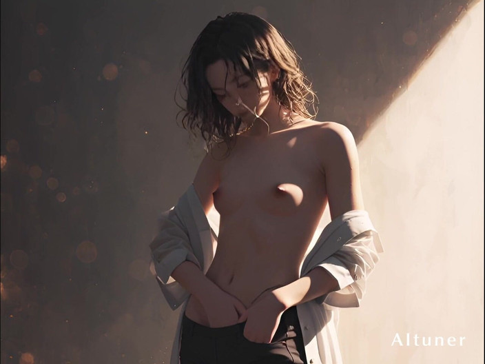 AItuner: 我走到窗前，他手里的纤细腰肢--我坐在灯光前，直到灯光变成金色的尽头。