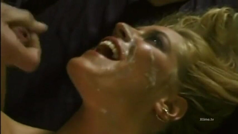 Monster Cocks: Sexy blonde in black stockings gangbanged in a tailoring lab!